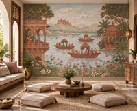 Pichwai Lake Reverie Wall Mural - RJM17