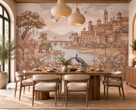 Rajputana River Palace Wall Mural-RJM25