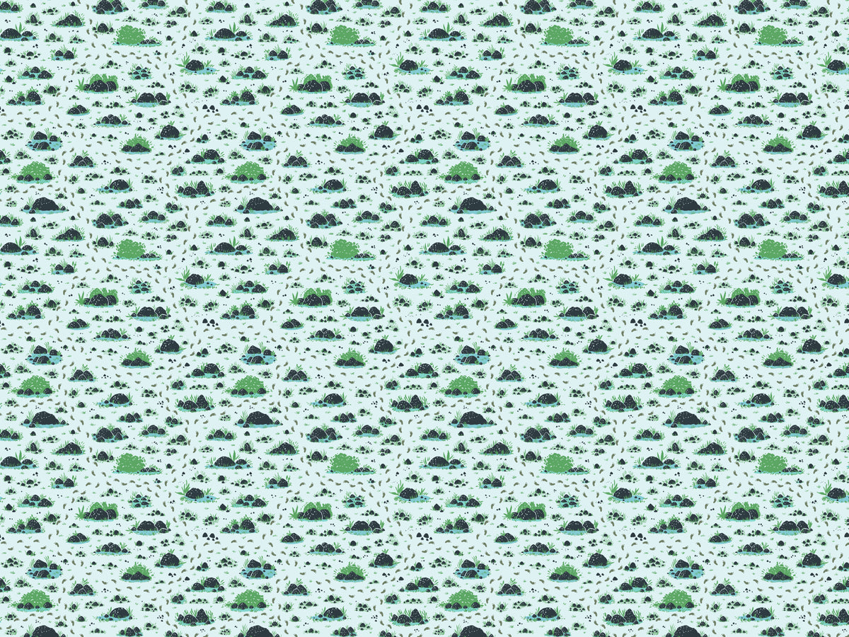 Bushes and Footprints Wallpaper Mural in your room — zoomed