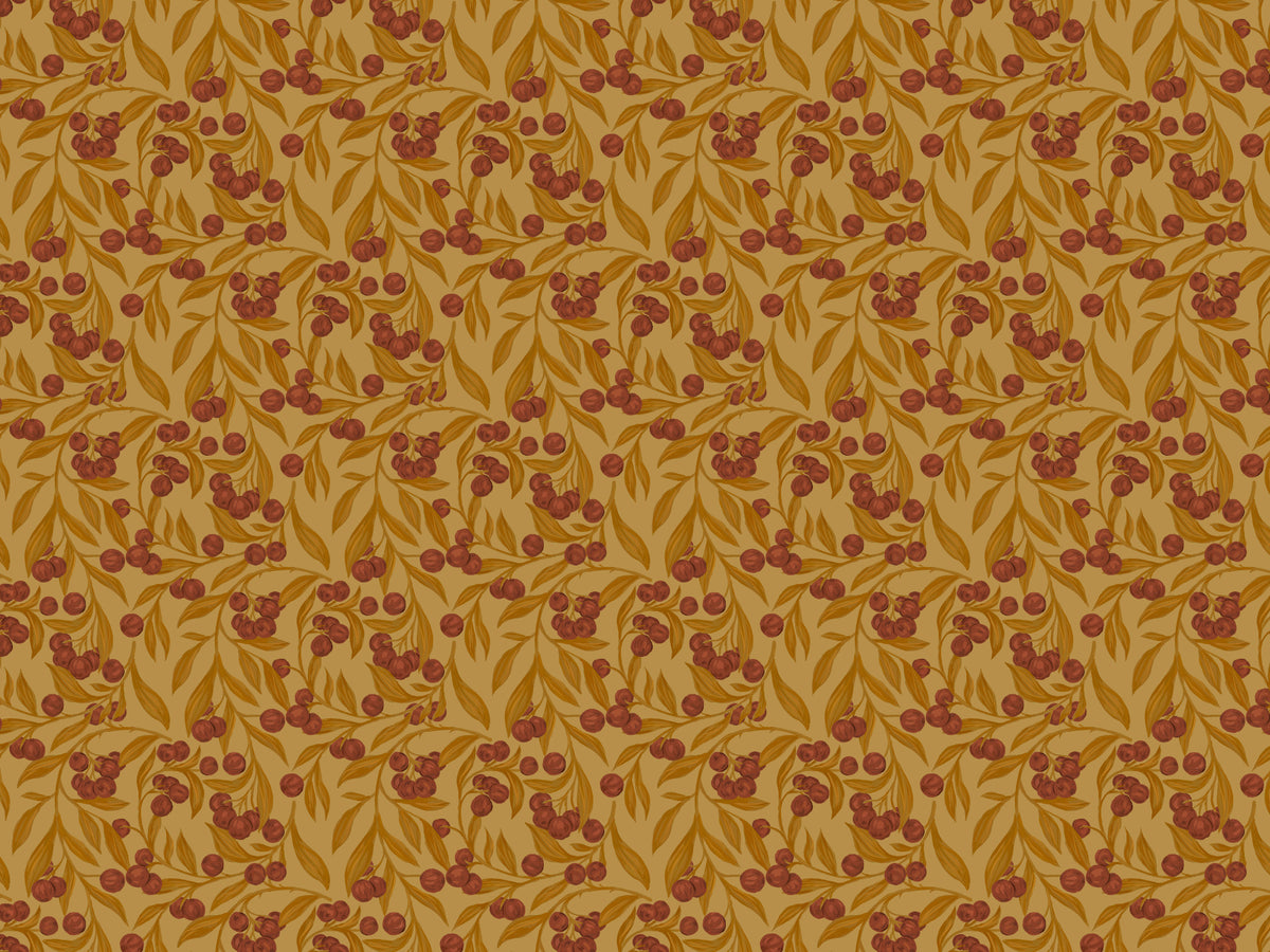 Autumn Berries Rustic Wallpaper Murals in your room — zoomed