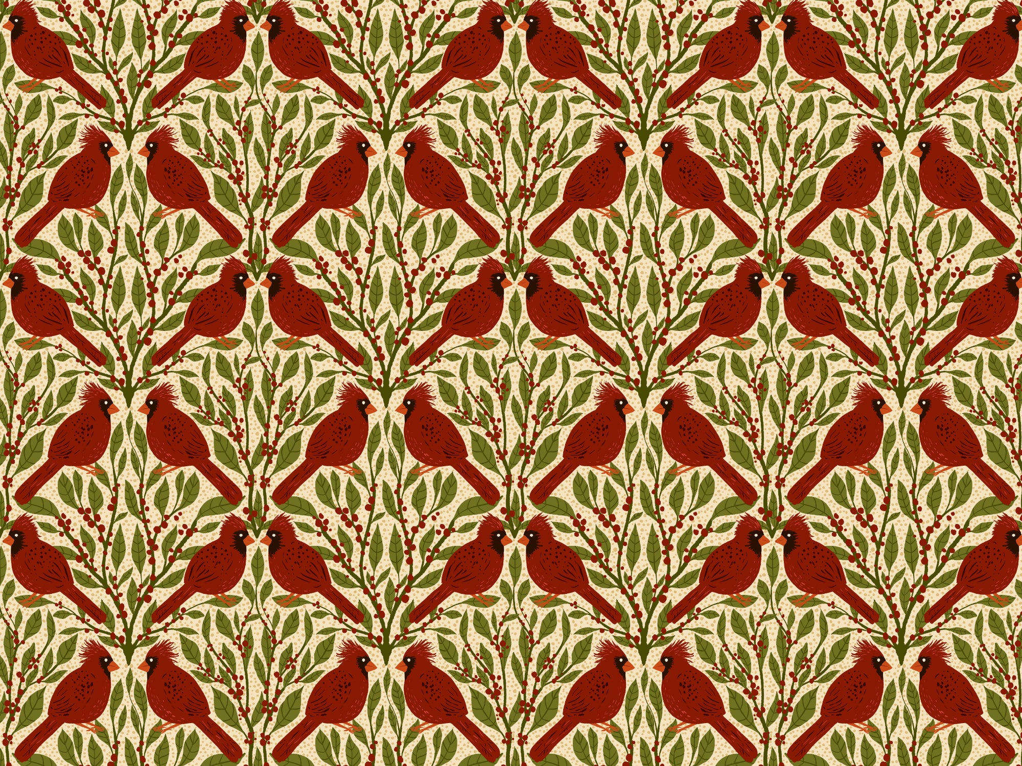 Vintage Red Cardinals Wallpaper Murals