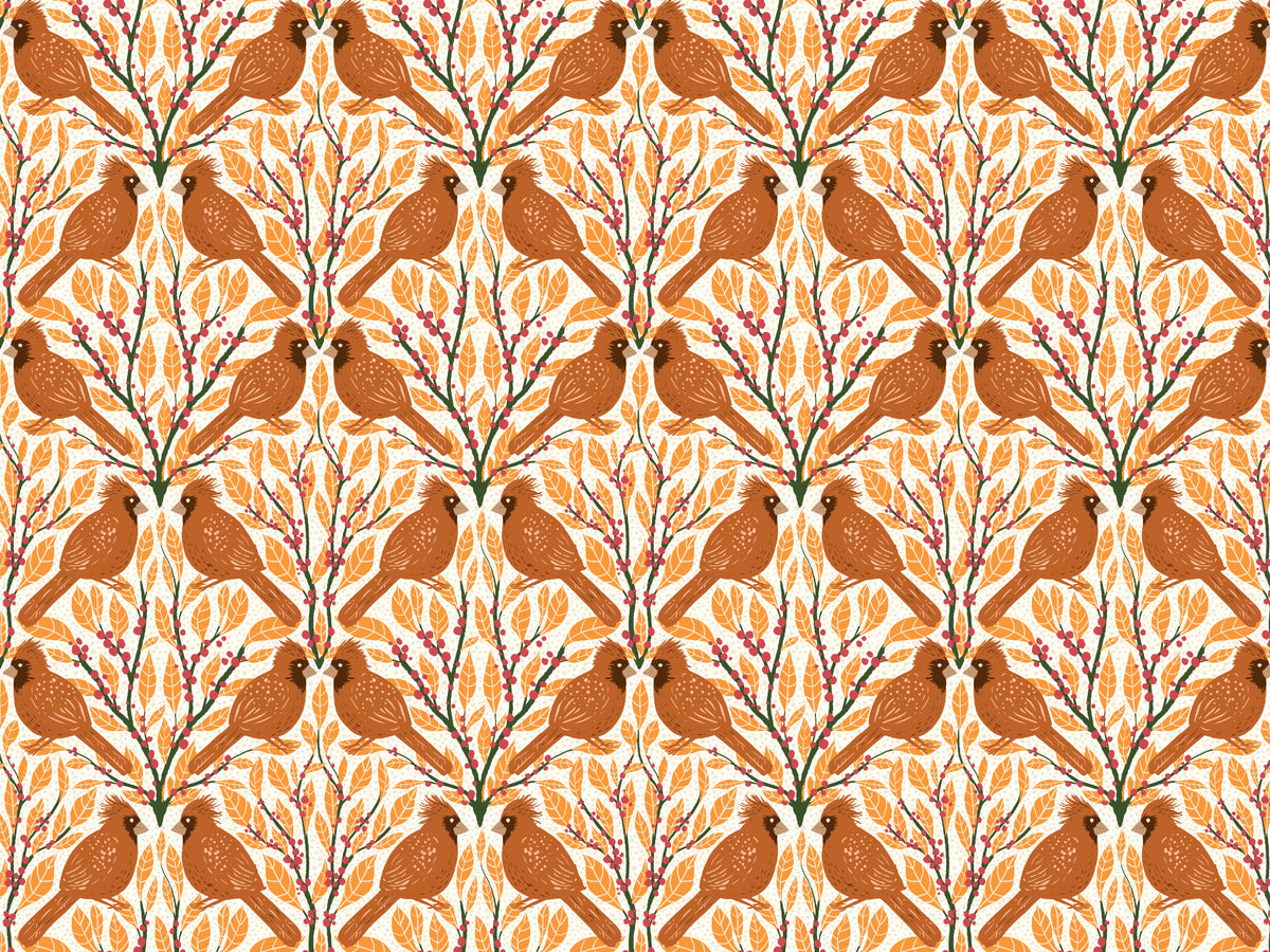 Yellow Cardinals Wallpaper Murals in your room — zoomed
