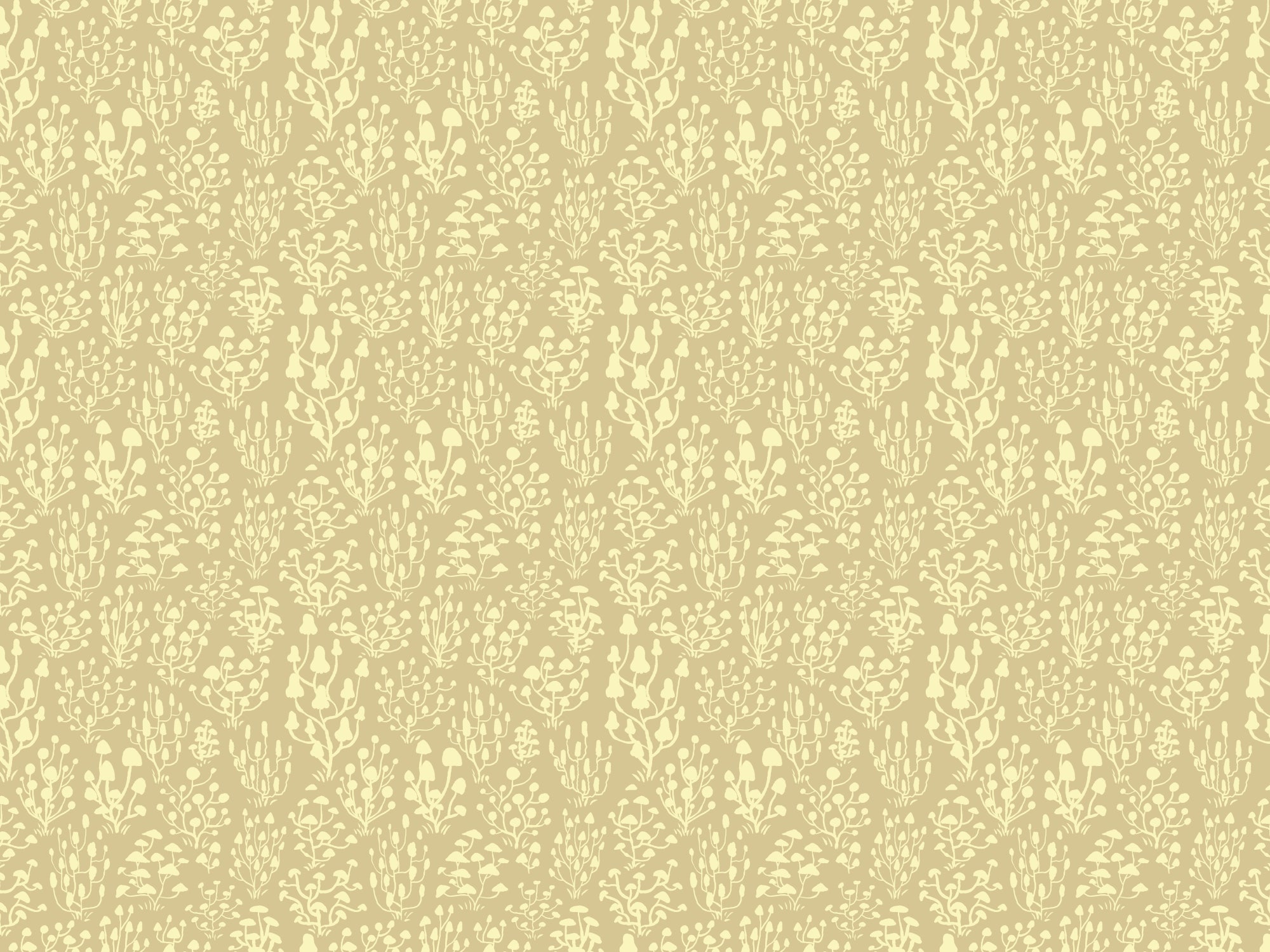 Ditsy Mushrooms Yellow Wallpaper