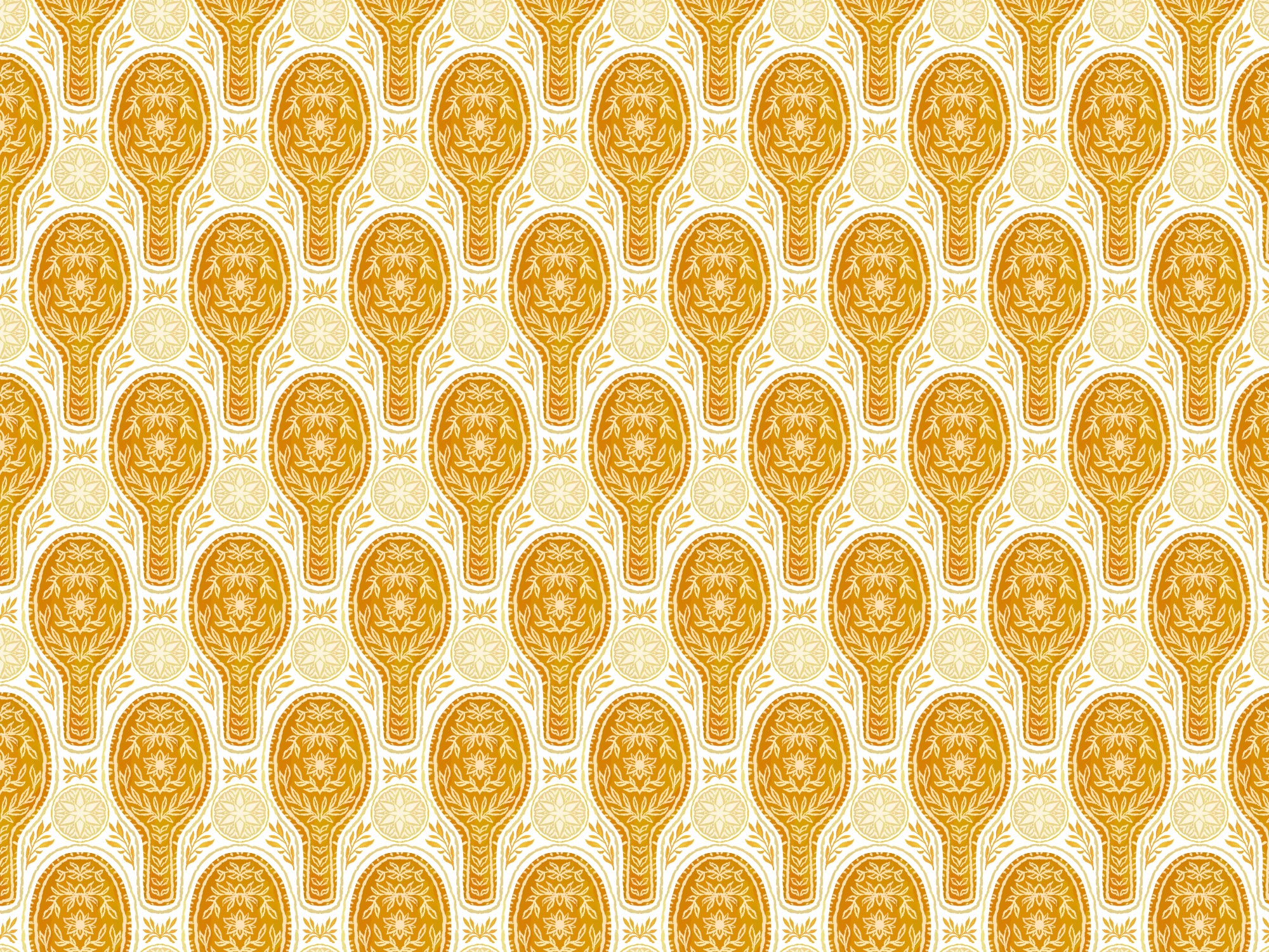 Floral Rockets Golden Yellow Wallpaper