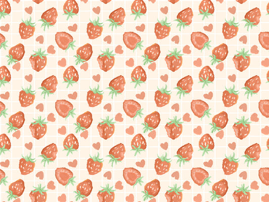 Heartful Strawberries Wallpaper Murals