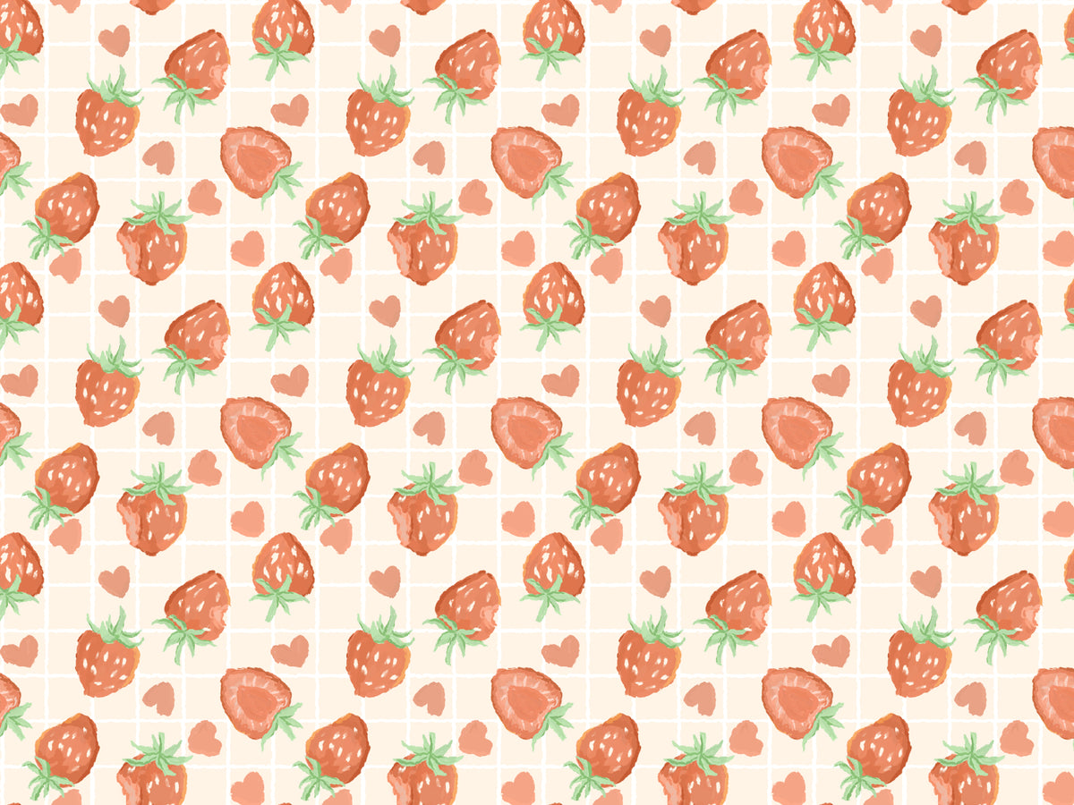 Heartful Strawberries Wallpaper Murals