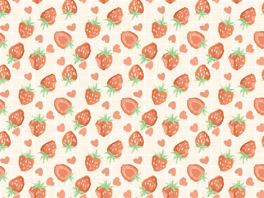 Heartful Strawberries Wallpaper Murals