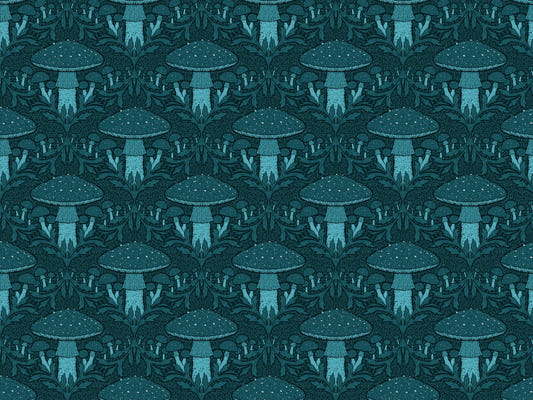 Heritage Mushroom Blue Wallpaper