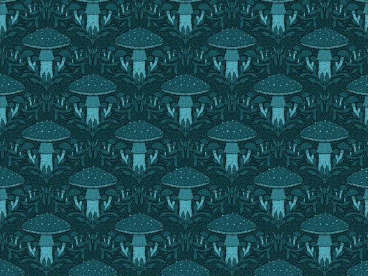 Heritage Mushroom Blue Wallpaper