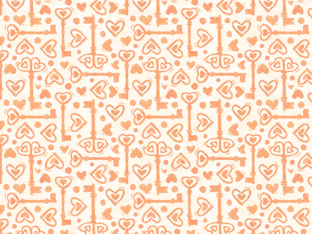 Key to The Heart Peach Wallpaper in your room