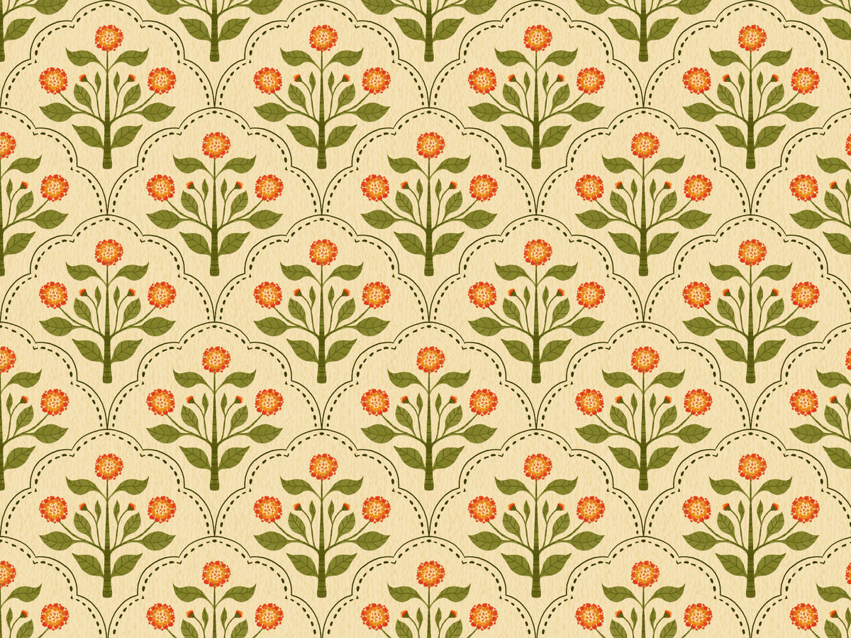 Orange Lantana Flowers Wallpaper in your room