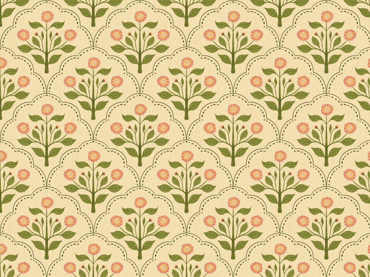 Pink Lantana Flowers Wallpaper in your room — zoomed