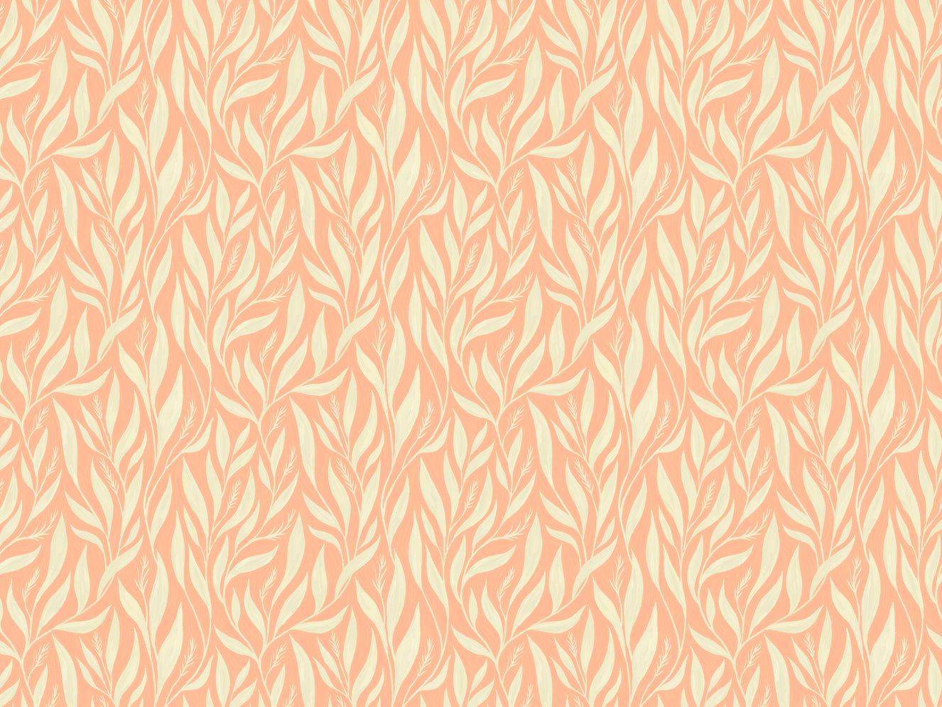 Peach and White Leavescapes Wallpaper