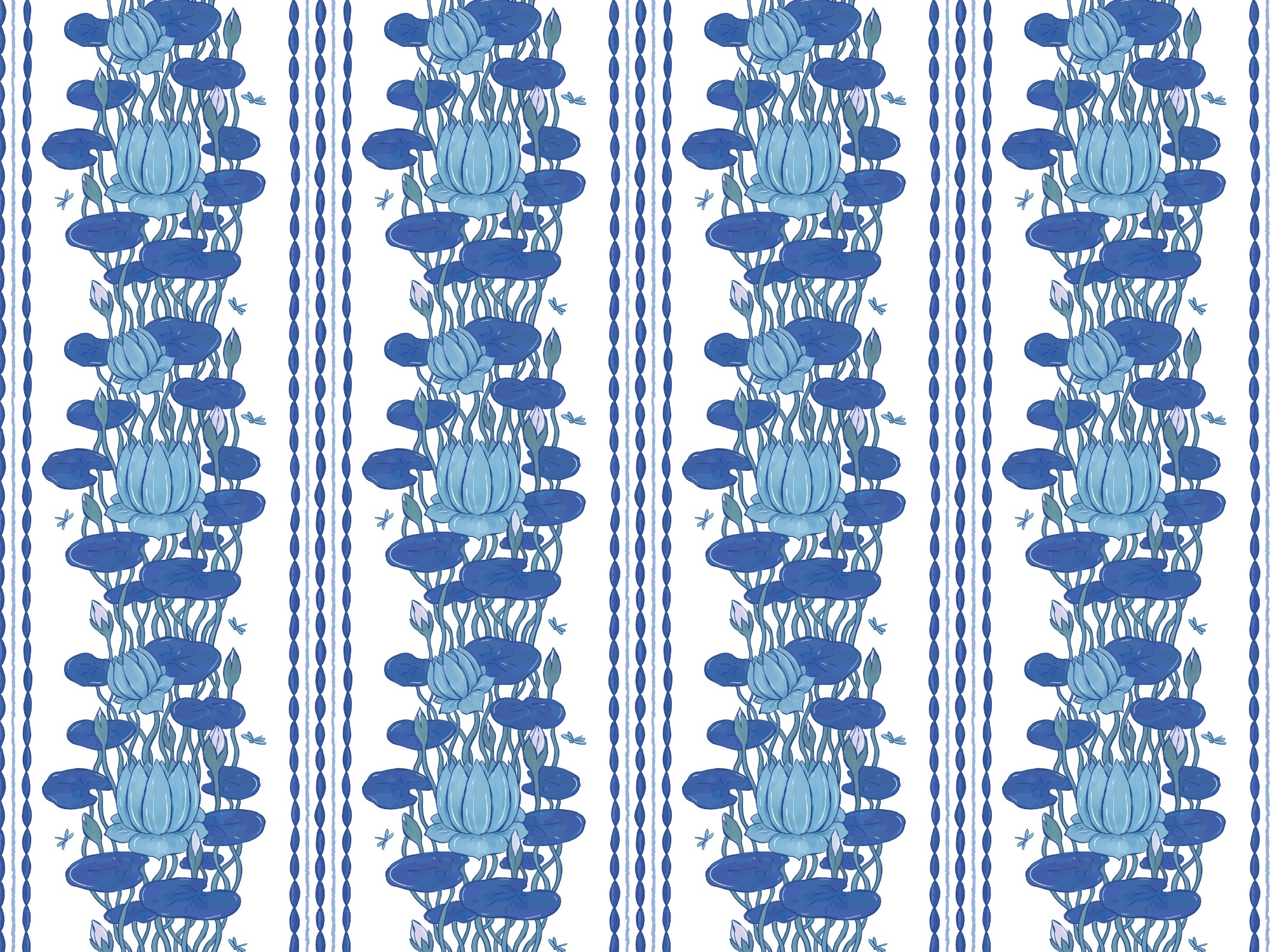 Lotus Stripe Repeated Pattern Wallpaper