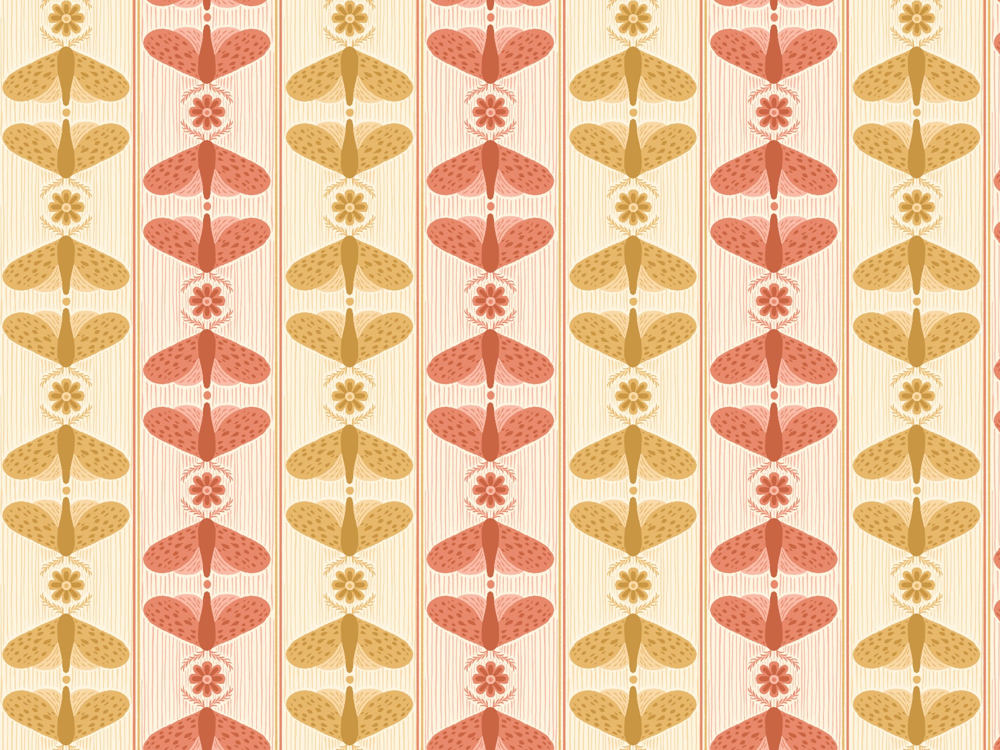 Moth Stripe Wallpaper in your room — zoomed
