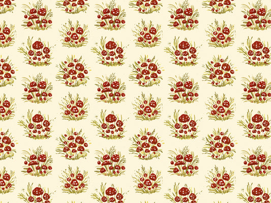 Mushroom Millefleurs Light Wallpaper