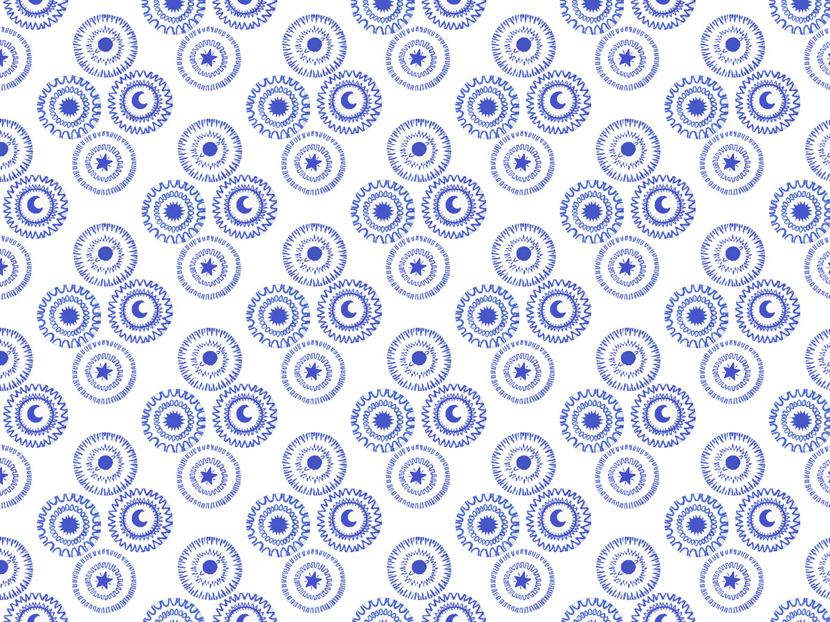 Porcelain Blue Removable Wallpaper in your room — zoomed