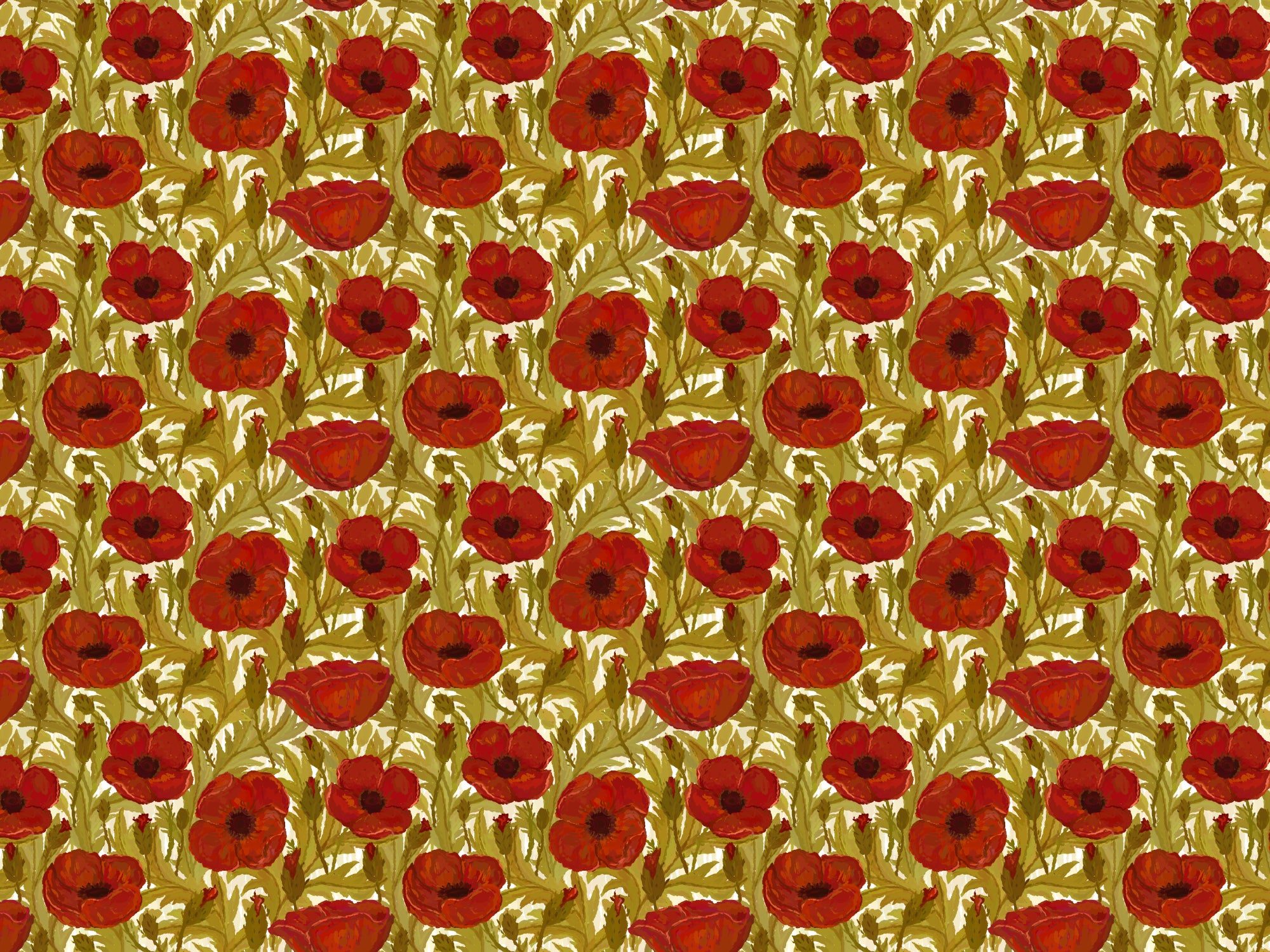 Red Poppy Vintage Wallpaper