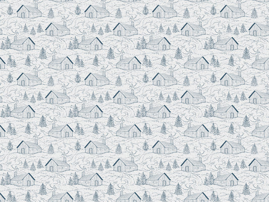 Smokey Cabins Blue Wallpaper