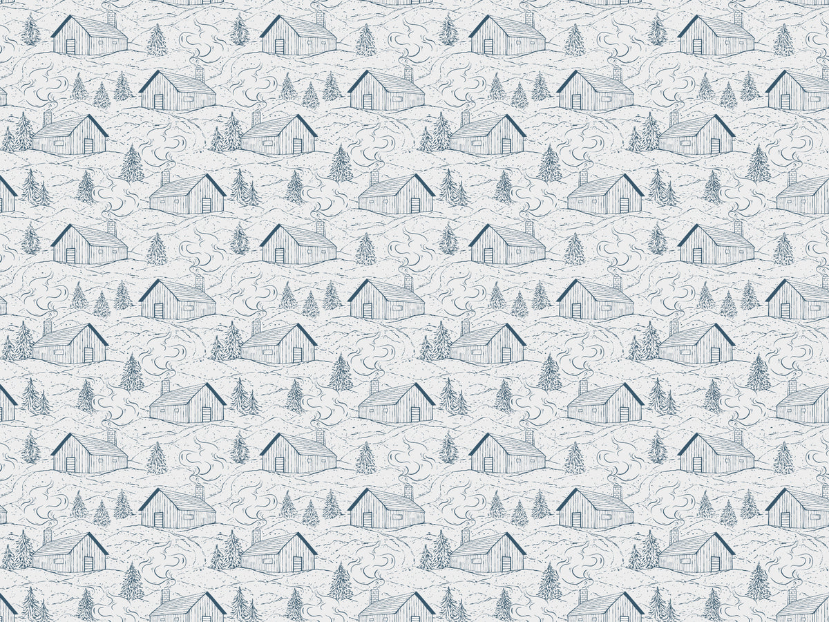 Smokey Cabins Blue Wallpaper