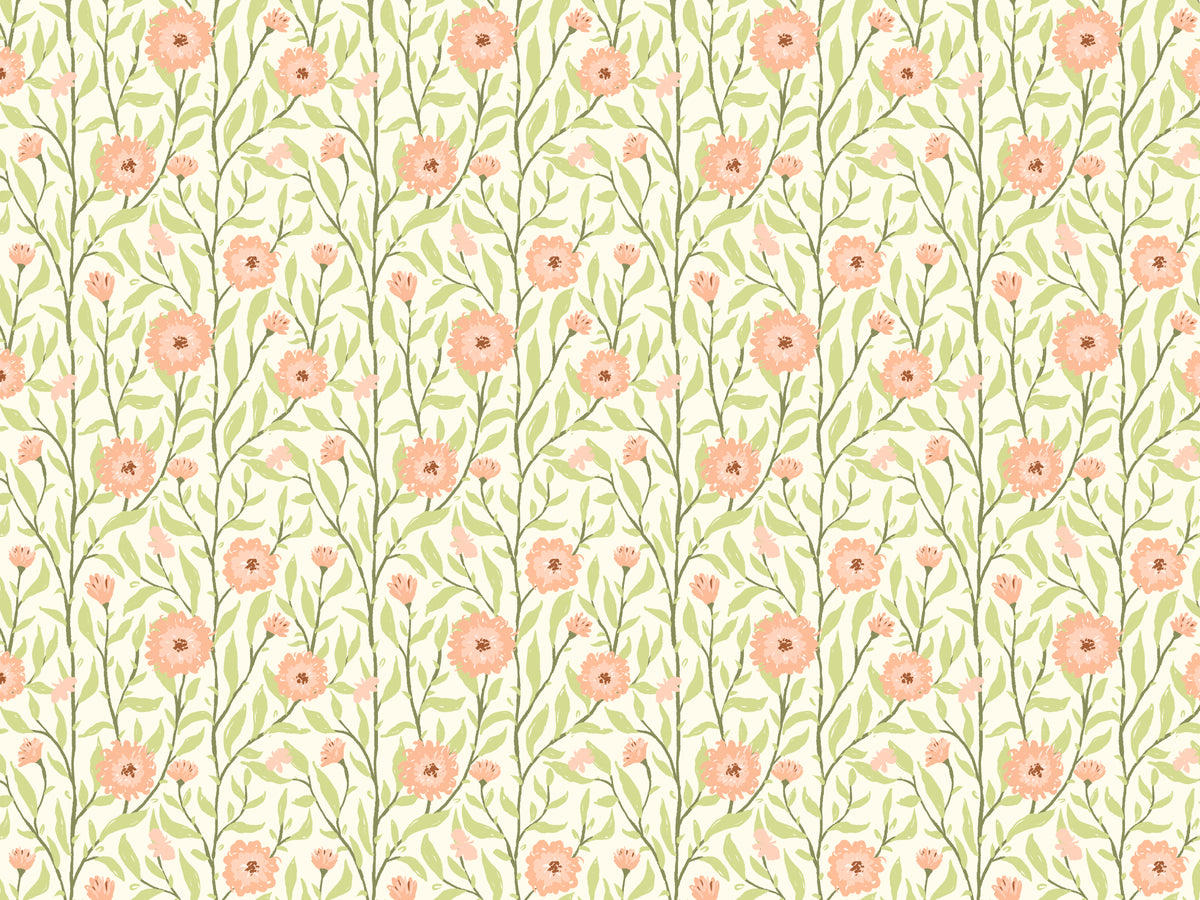 Spring Trellis Peach Fuzz Wallpaper in your room