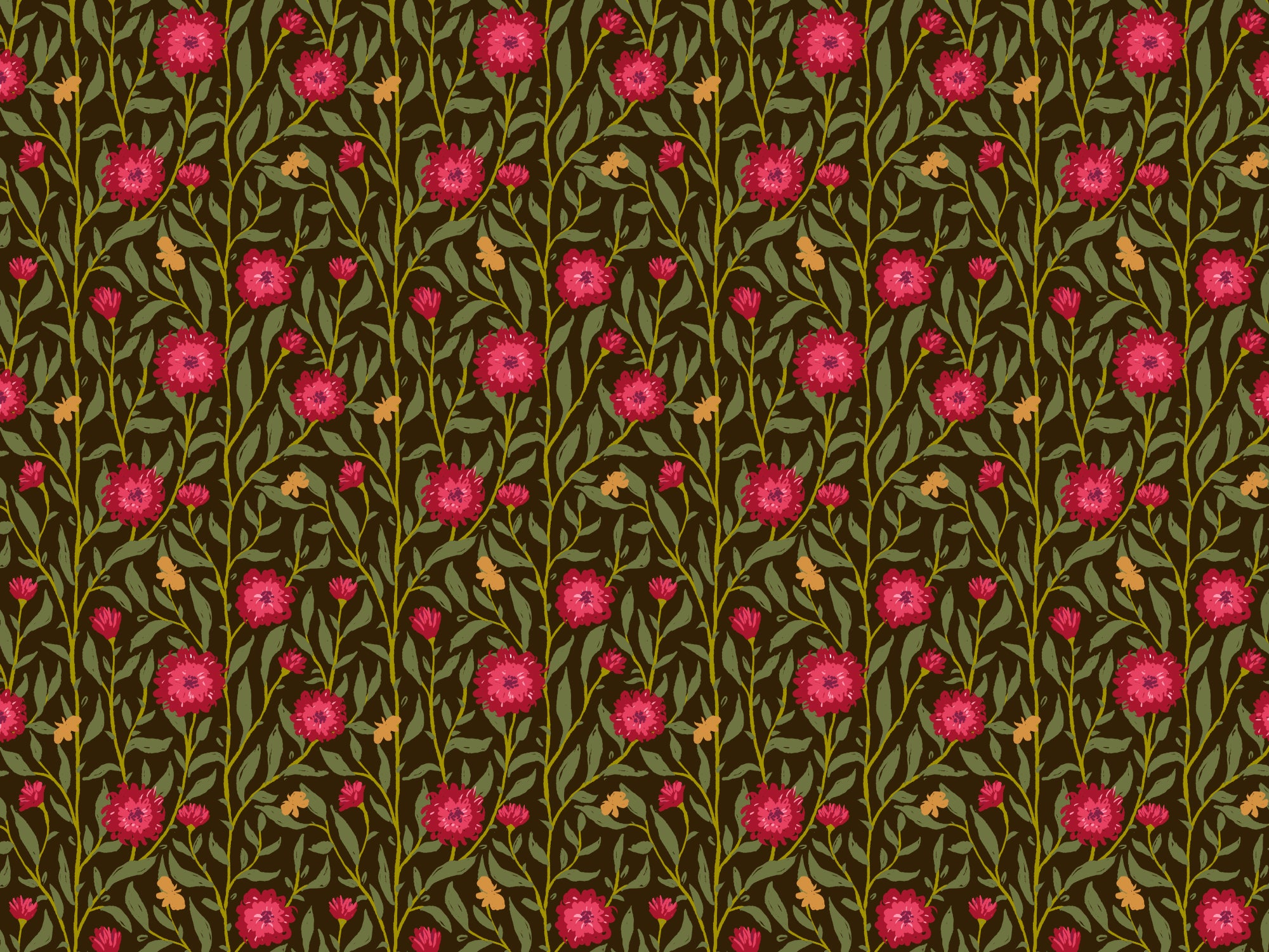Dark Magenta Spring Trellis Wallpaper in your room — zoomed