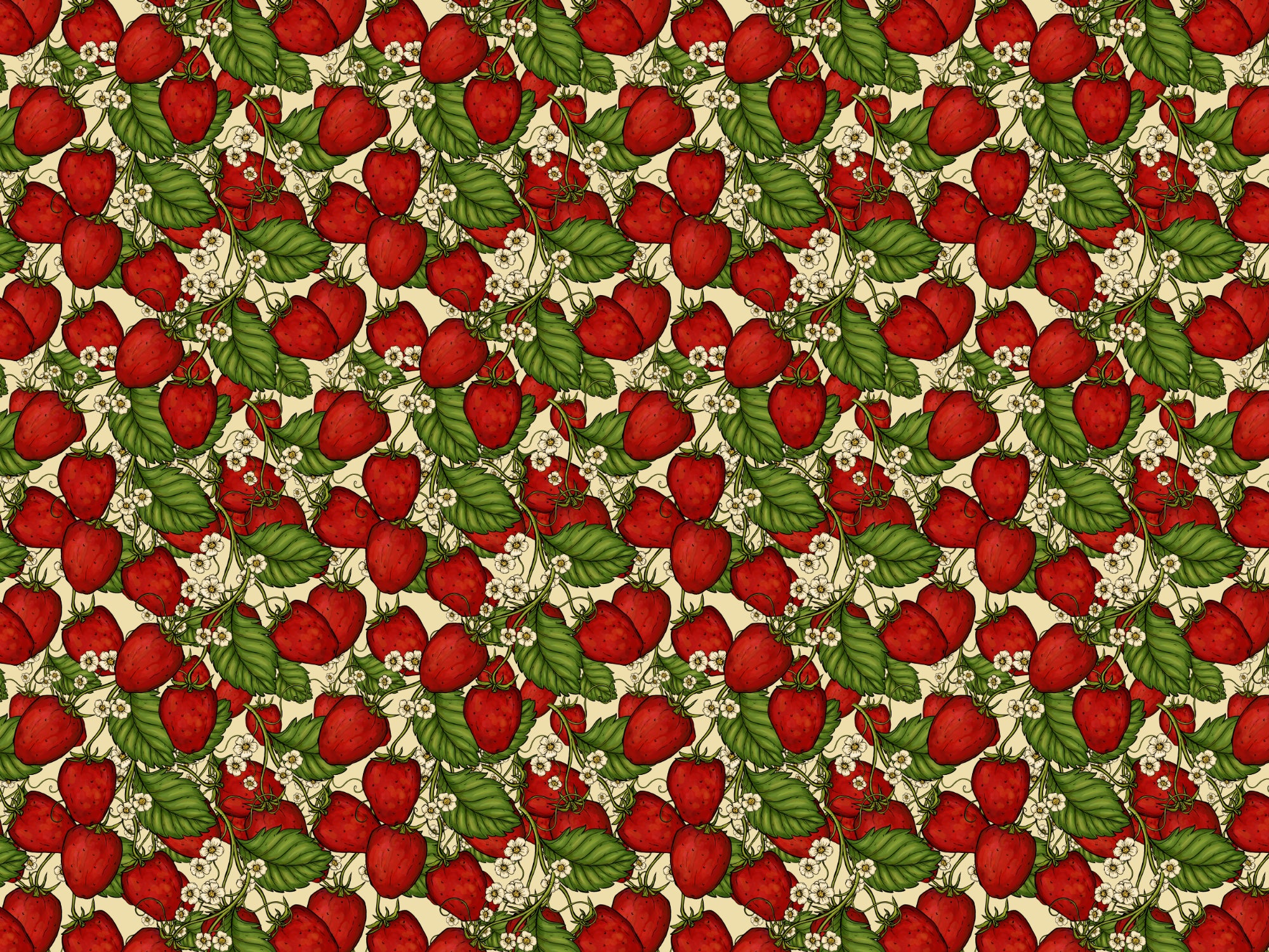 Red Strawberry Forest Wallpaper in your room — zoomed