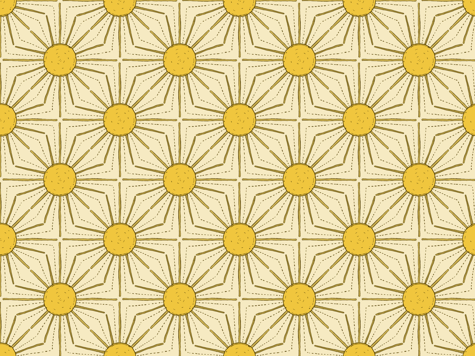 Yellow Sunburst Peel and Stick Wallpaper