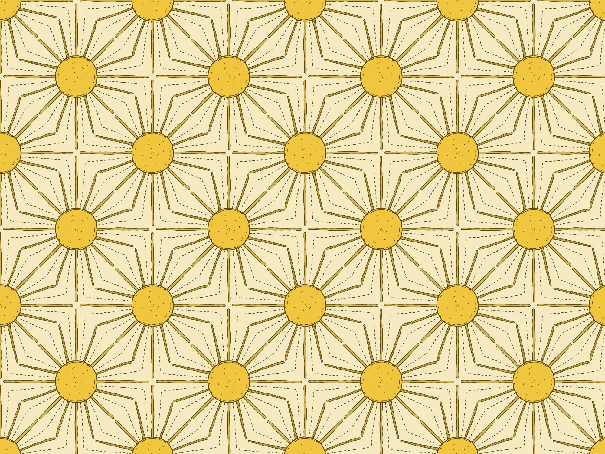 Yellow Sunburst Peel and Stick Wallpaper