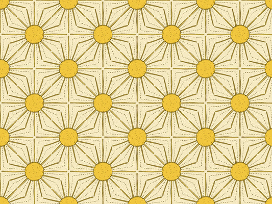 Yellow Sunburst Peel and Stick Wallpaper