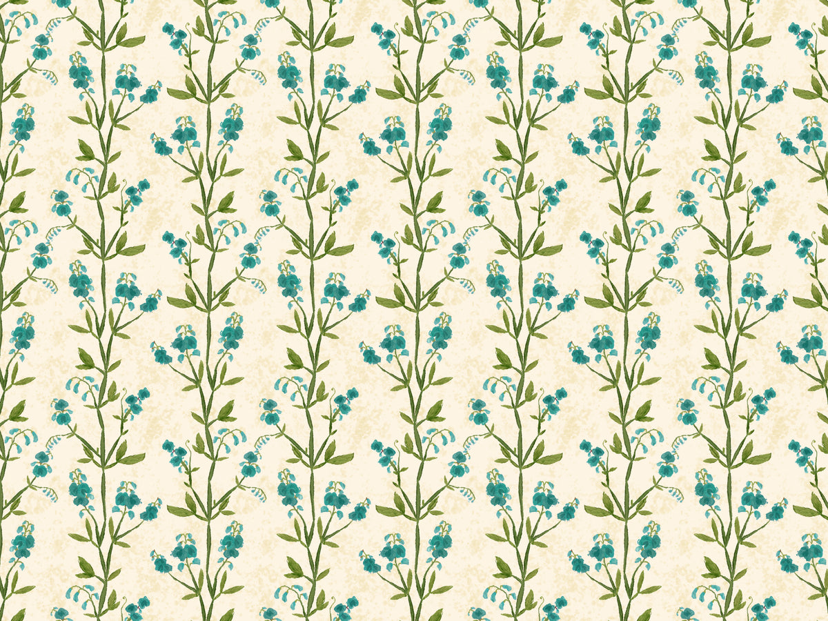Sweet Peas Blue Wallpaper in your room — zoomed