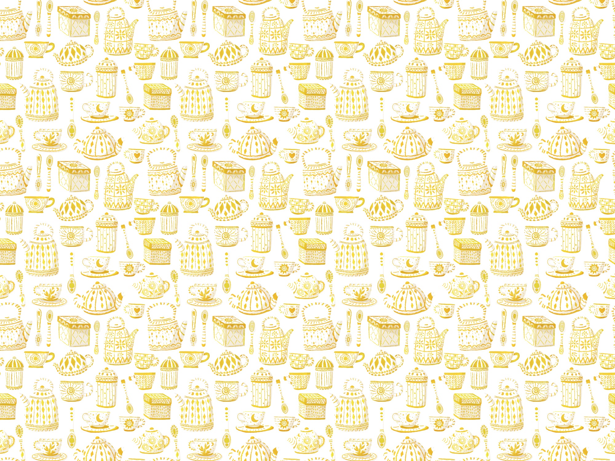 Yellow Tea Set Wallpaper