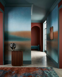 A hazy clay band glows across the lounge in this Rotko wall mural.