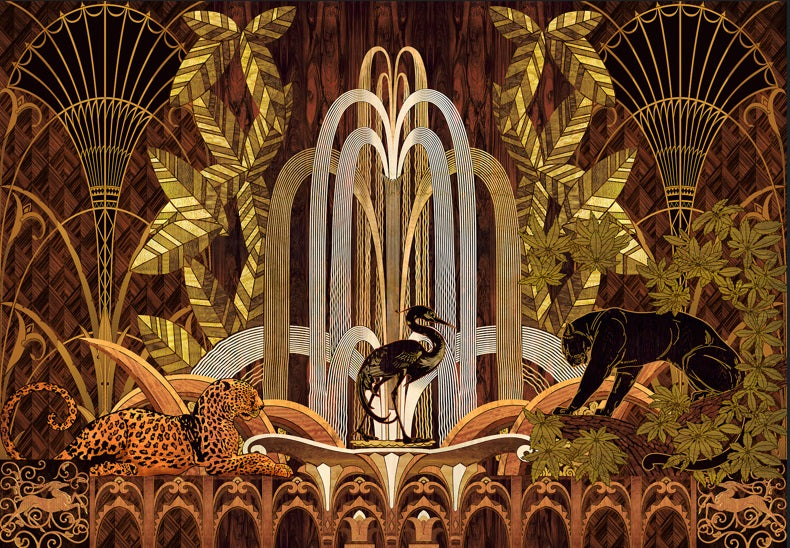 Art Deco Wildlife Graffiti Wall Mural in your room — zoomed