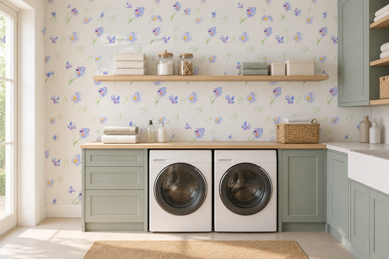 Soft Watercolor Blue Petals Wallpaper⁠
