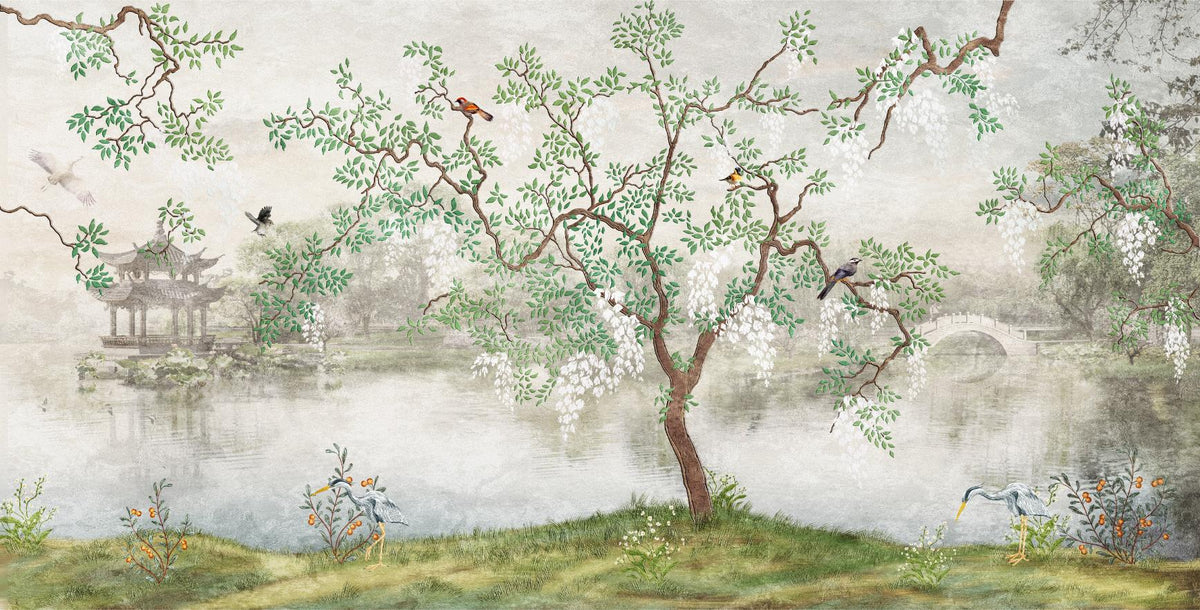 Tree & birds in the Japanese Garden Wallpaper in your room