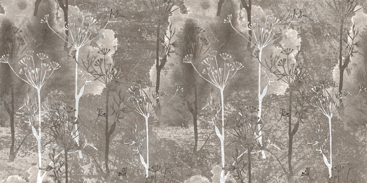 Sepia Gray Colored Abstract Forest Trees Wallpaper Murals in your room