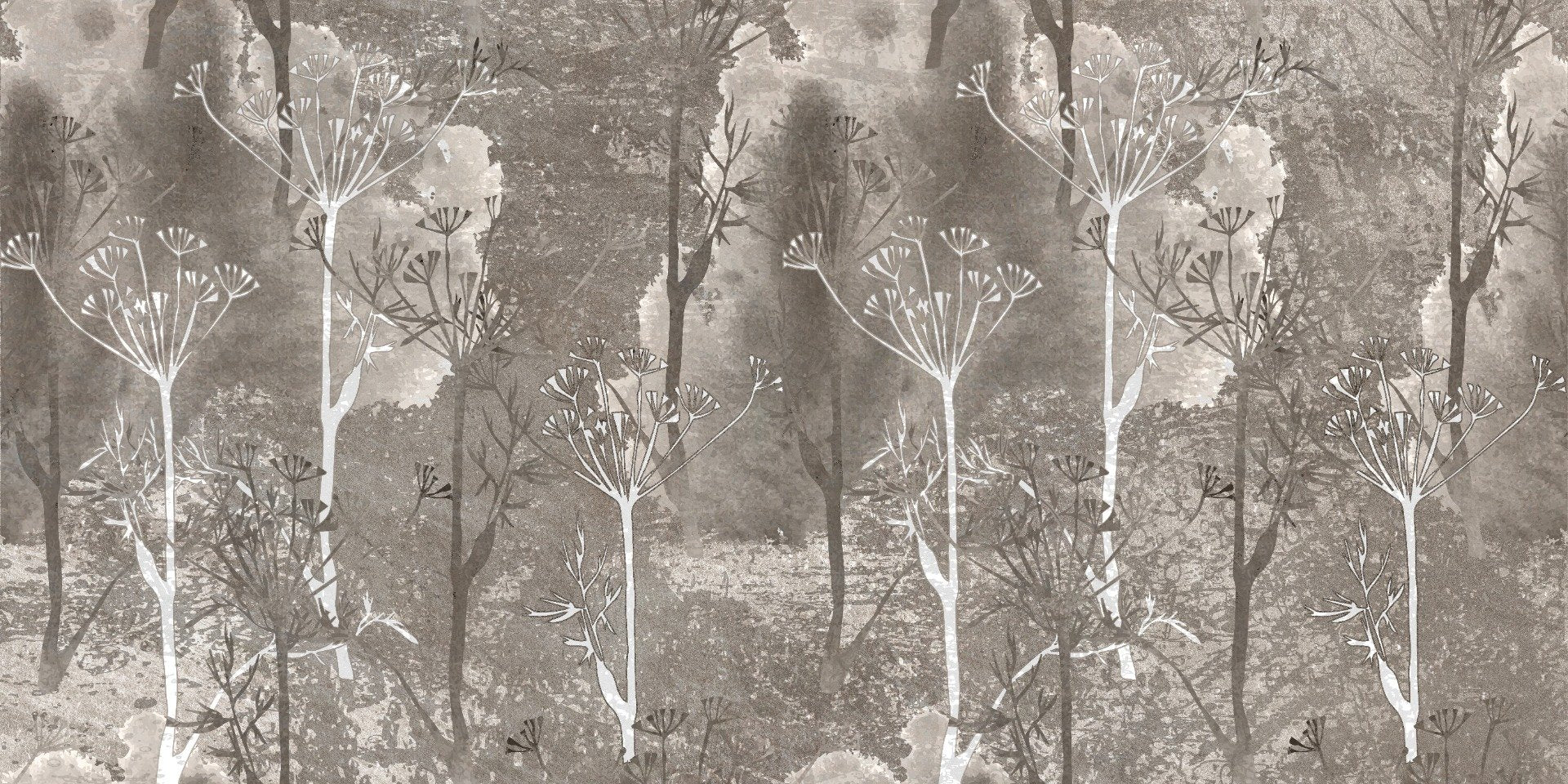 Sepia Gray Colored Abstract Forest Trees Wallpaper Murals in your room — zoomed