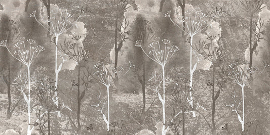 Sepia Gray Colored Abstract Forest Trees Wallpaper Murals