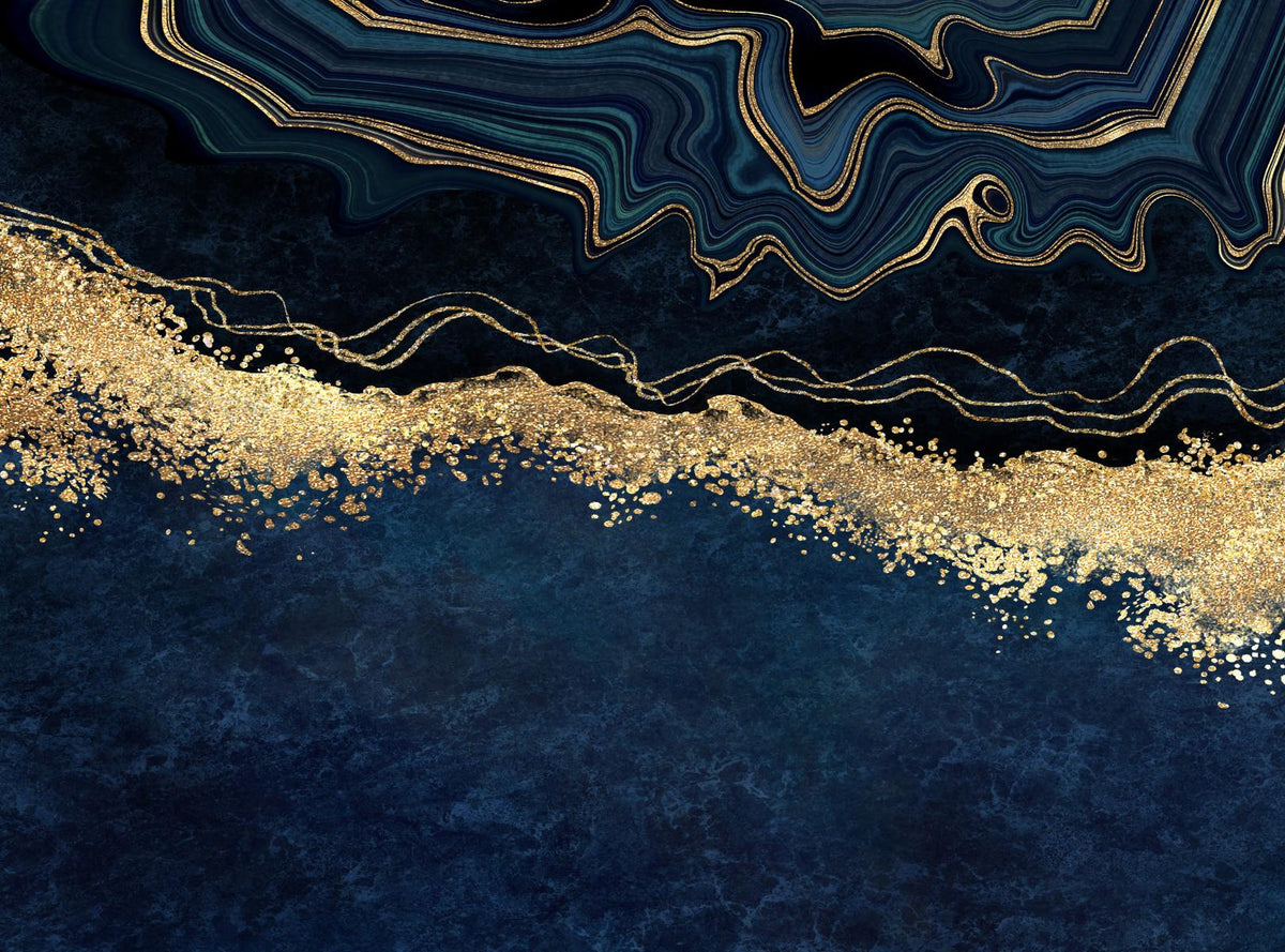 Exquisite Marble Gold Blue Wallpaper Mural in your room