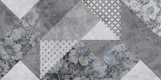 Gray Colored Geometric Flowers Wallpaper Murals