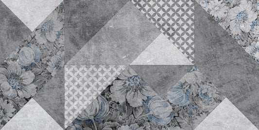 Gray Colored Geometric Flowers Wallpaper Murals