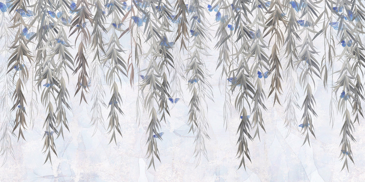 Hanging Willows on Grey Wallpaper Mural in your room