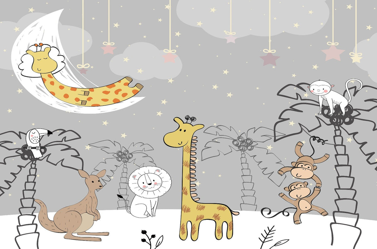 Kids Jungle Animal Friends Wall Mural in your room