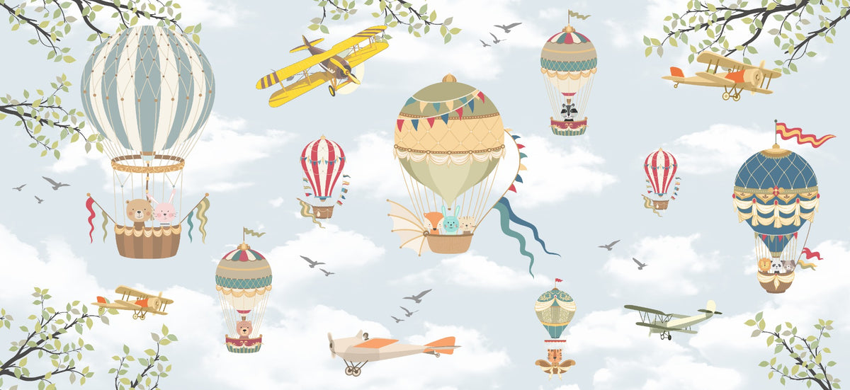 Floating Balloons Kids Wallpaper Mural in your room