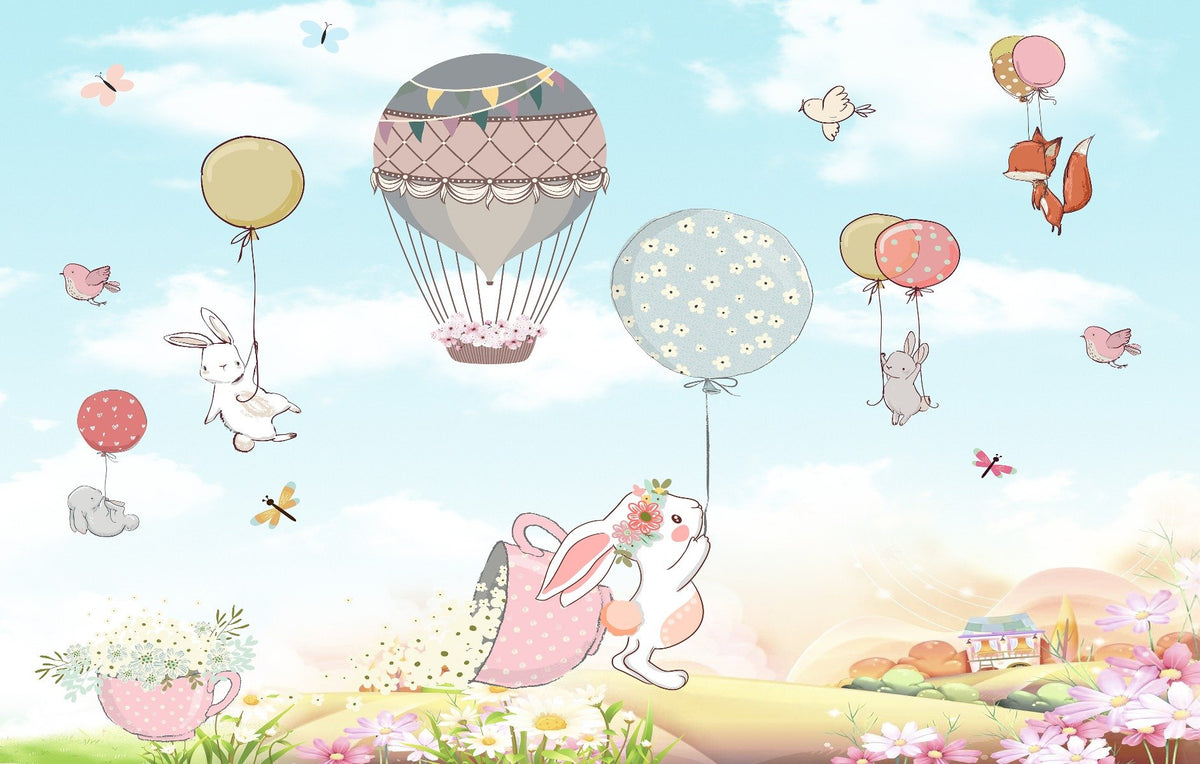 Animated Cartoon Kids Room Wallpaper Mural in your room — zoomed