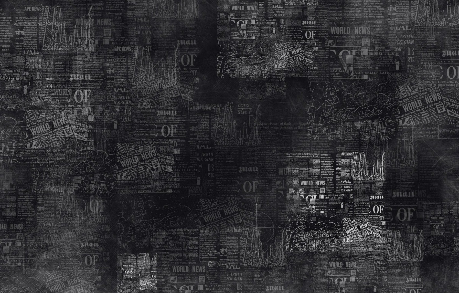 Dark Newspaper Headlines Wallpaper Mural