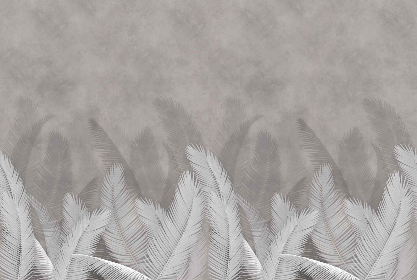 Palm leaves with gray color wallpaper