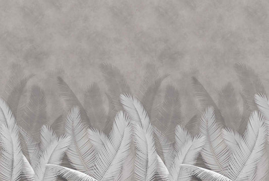 Palm leaves with gray color wallpaper