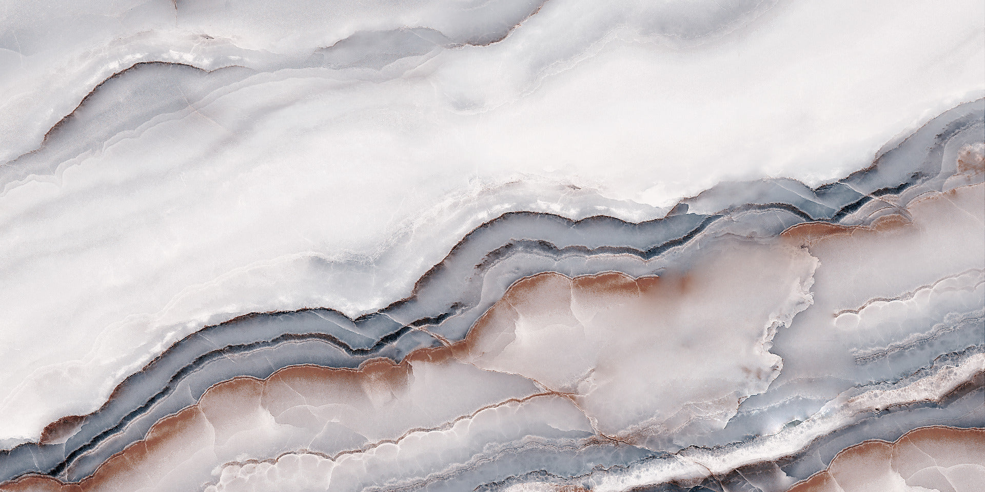 Striking White Clouded Marble Wallpaper Mural in your room — zoomed
